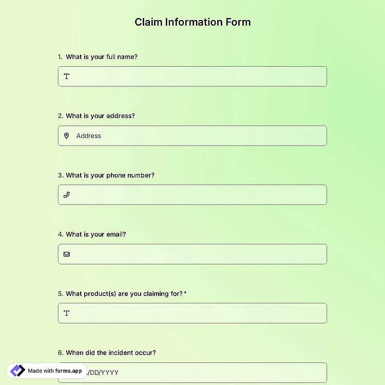 Claim Information Form