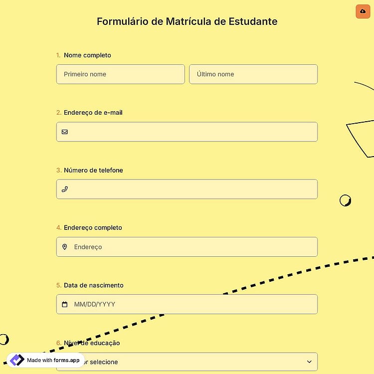 Formulário de Matrícula de Estudante