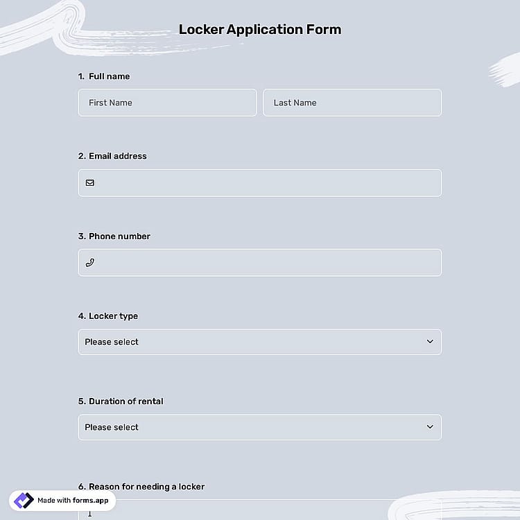 Locker Application Form