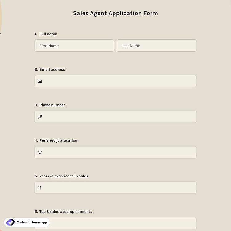 Sales Agent Application Form