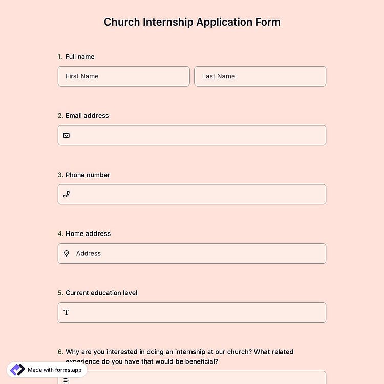 Church Internship Application Form