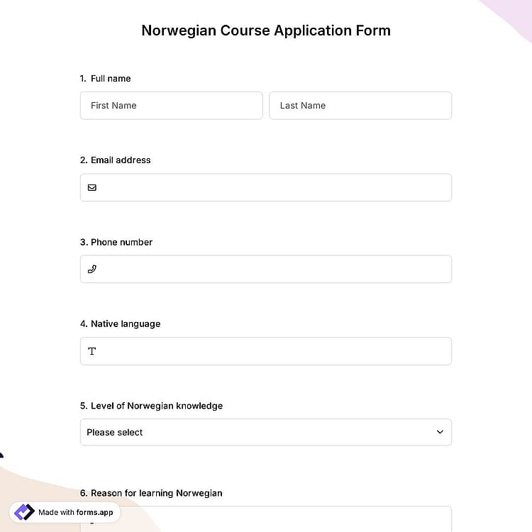 Norwegian Course Application Form