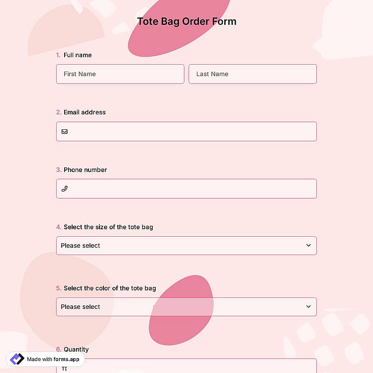 Tote Bag Order Form