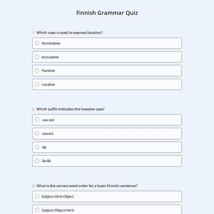 Finnish Grammar Quiz