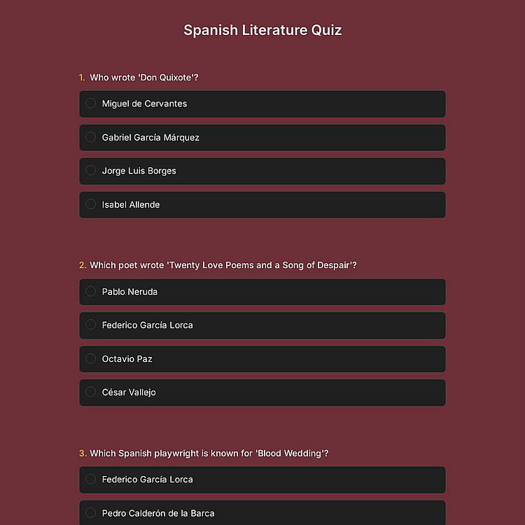 Spanish Literature Quiz