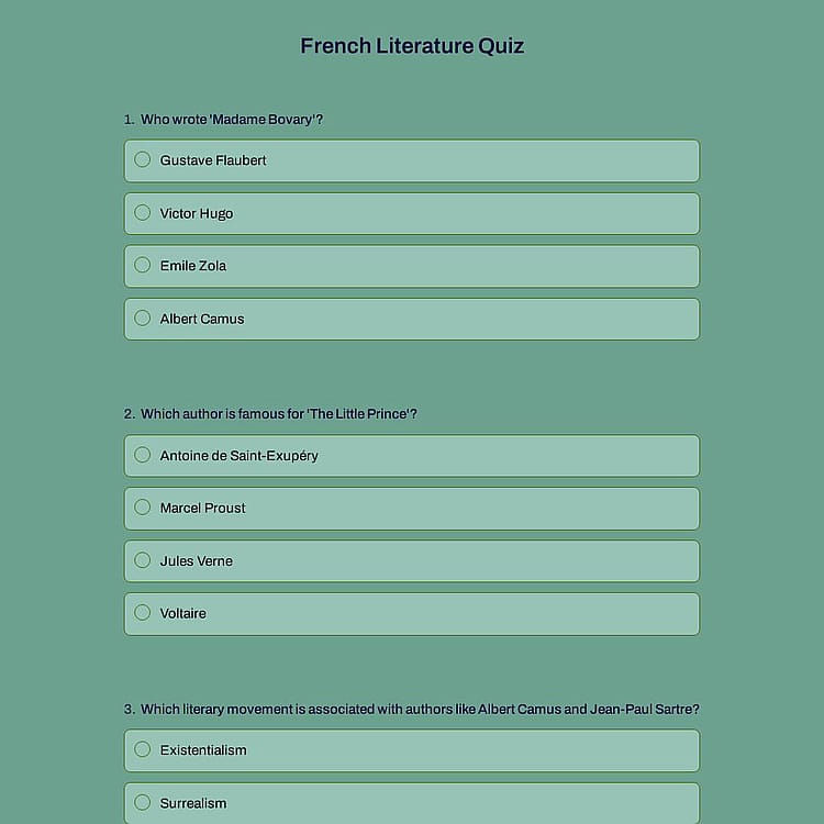 French Literature Quiz