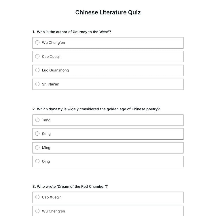 Chinese Literature Quiz
