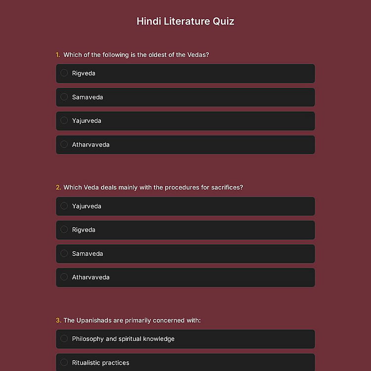 Hindi Literature Quiz