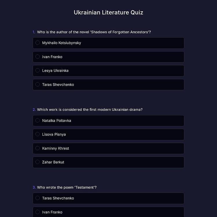 Ukrainian Literature Quiz