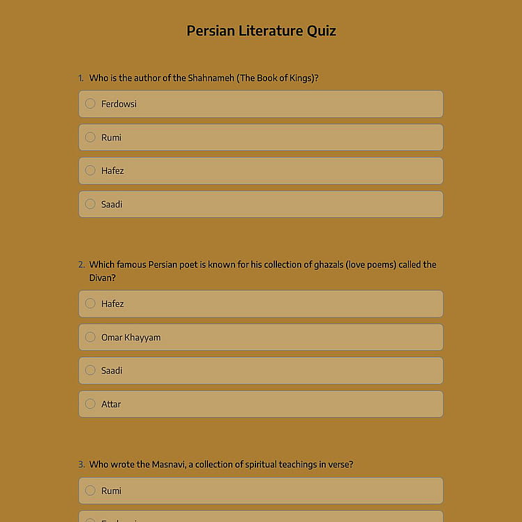 Persian Literature Quiz