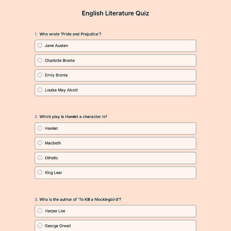 English Literature Quiz