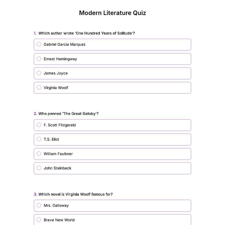 Modern Literature Quiz
