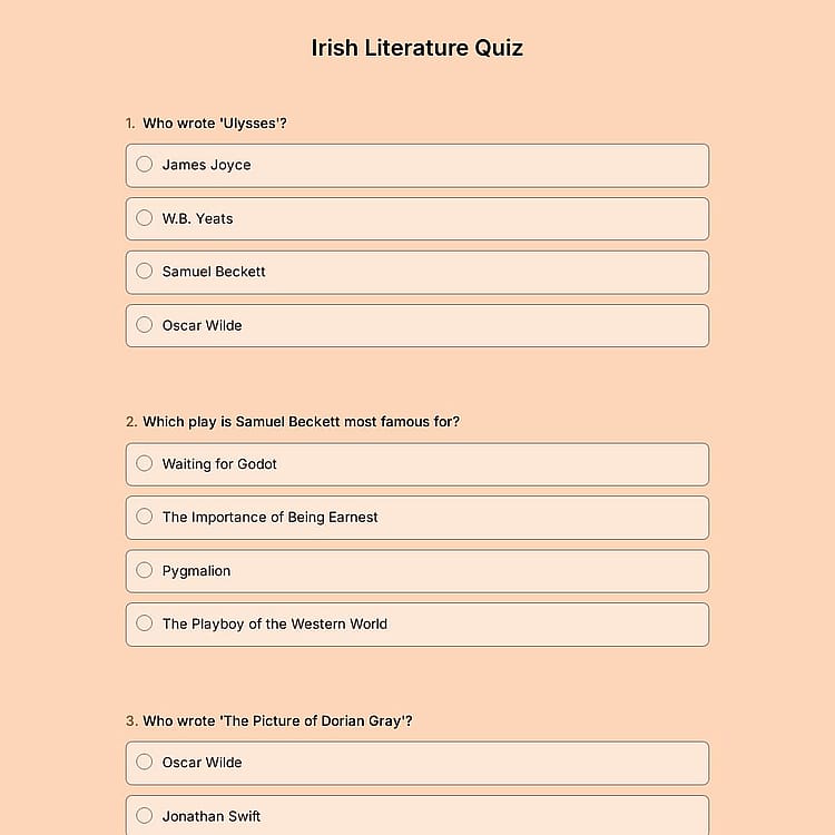 Irish Literature Quiz