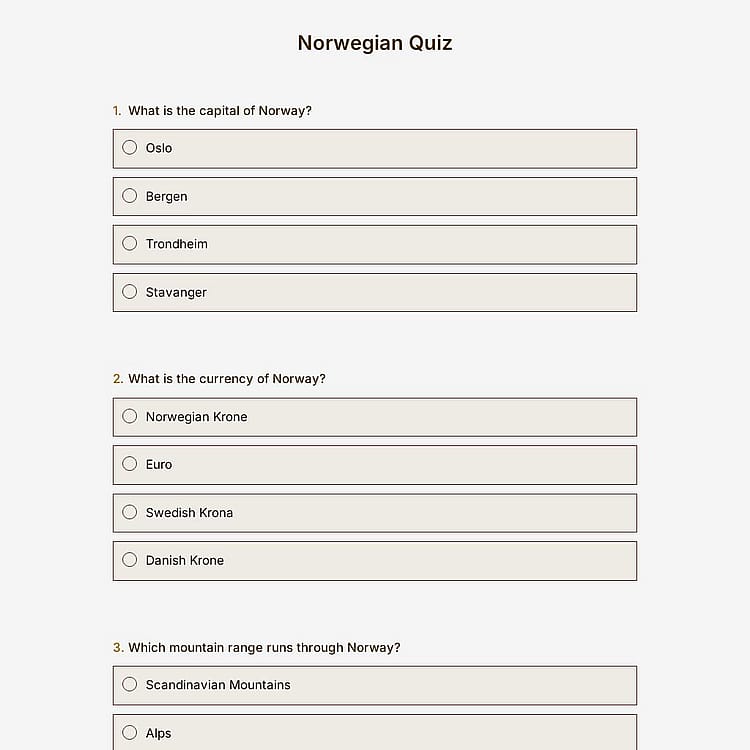 Norwegian Quiz