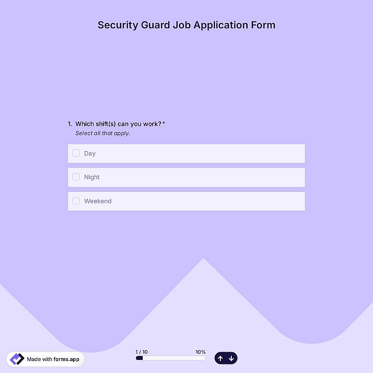 Security Guard Job Application Form