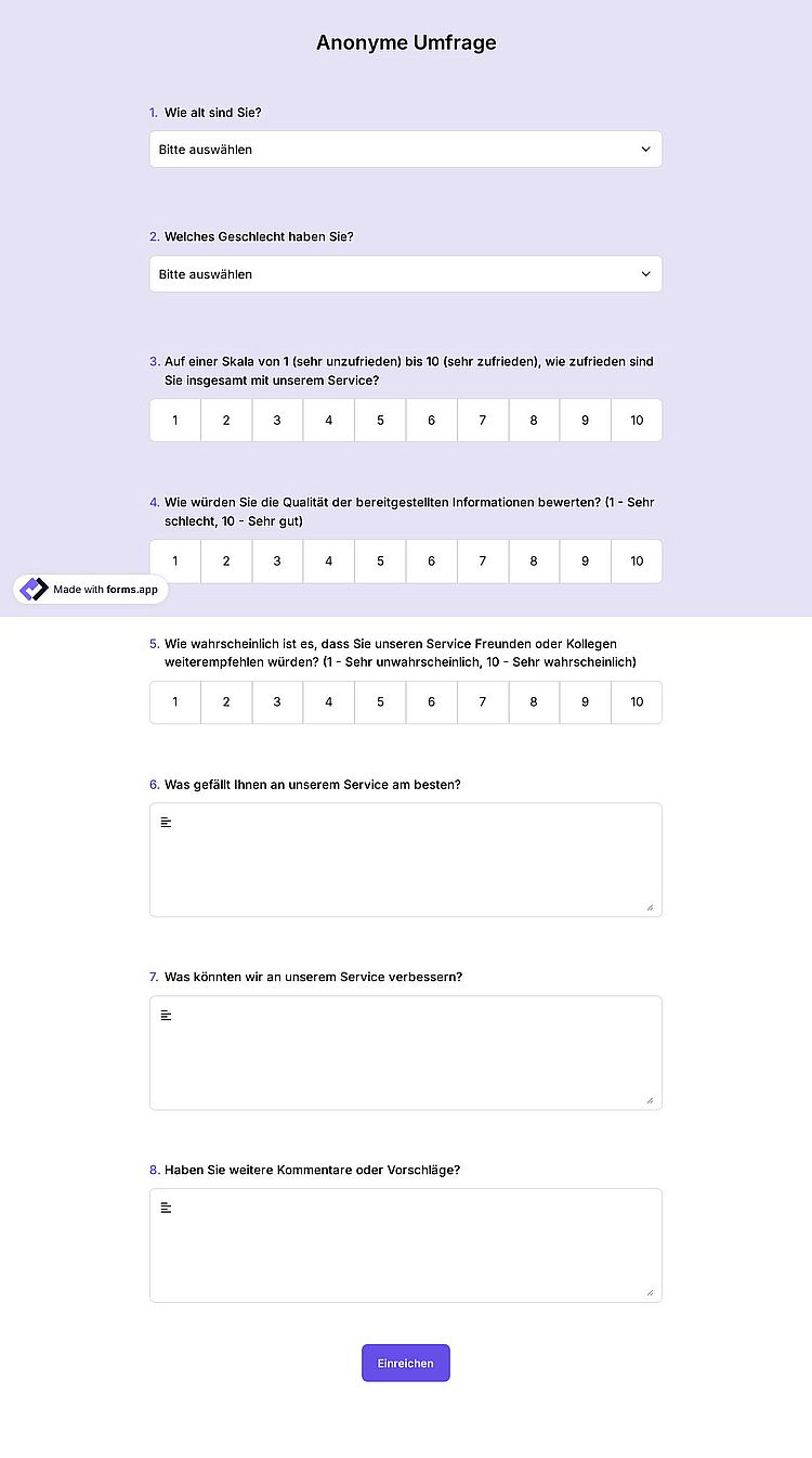 Anonyme Umfrage