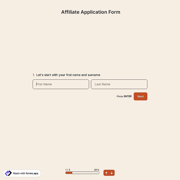 Affiliate Application Form Template