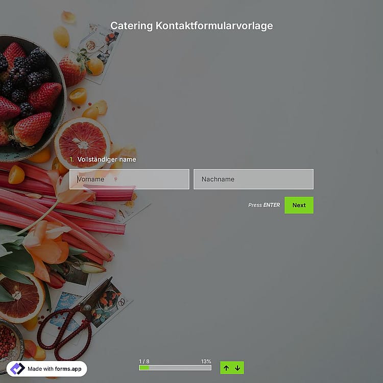 Catering Kontaktformularvorlage