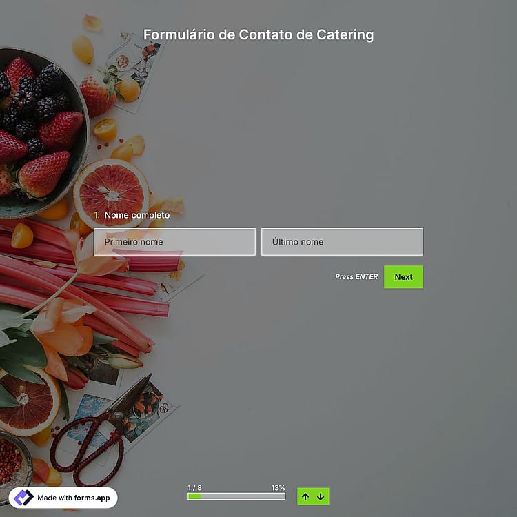 Modelo de Formulário de Contato de Catering