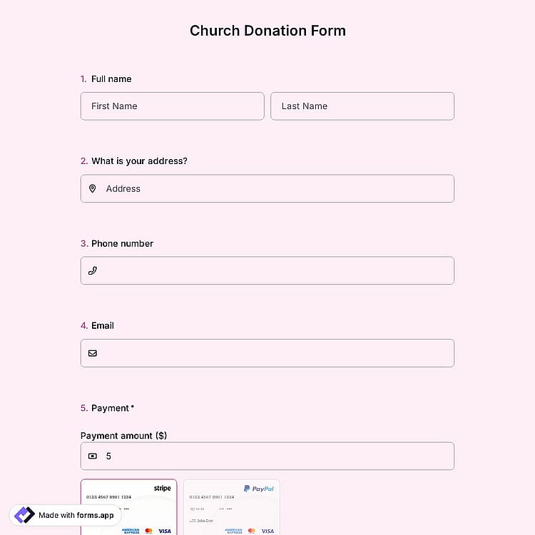 Church Donation Form Template