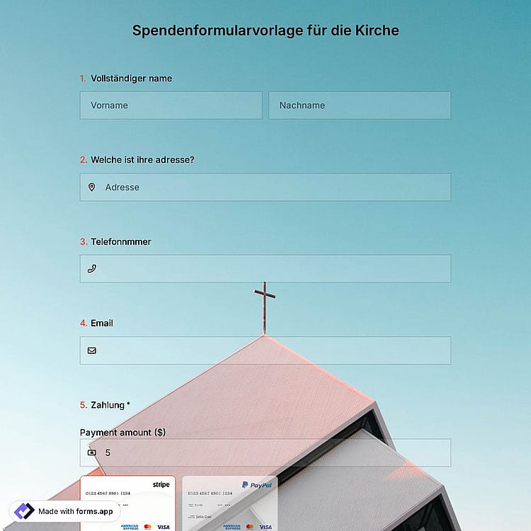 Spendenformularvorlage für die Kirche