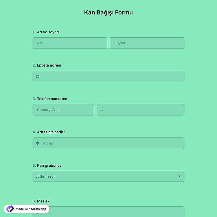 Kan Bağış Formu Şablonu