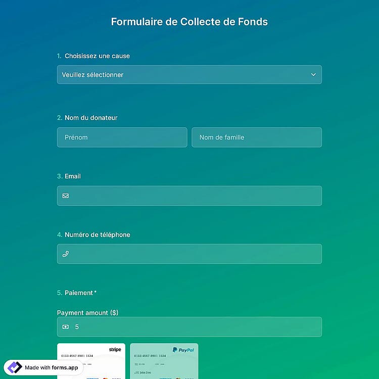 Modèle de Formulaire de Collecte de Fonds