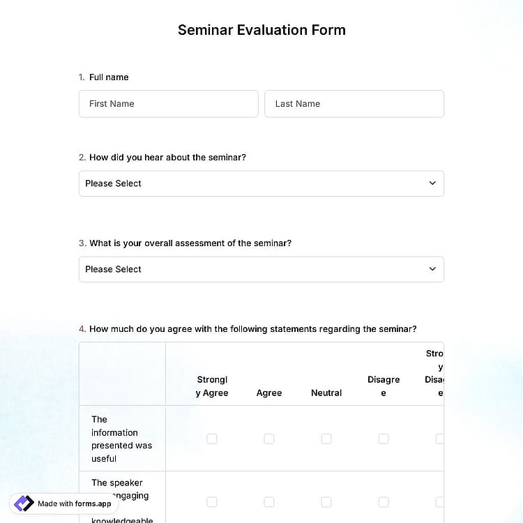 Seminar Evaluation Form Template