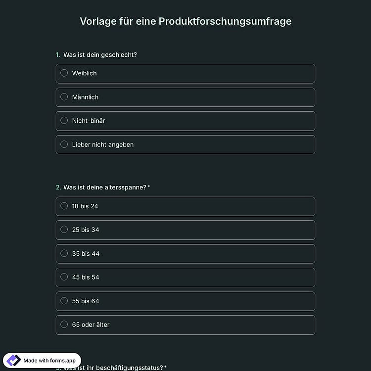 Vorlage für eine Produktforschungsumfrage