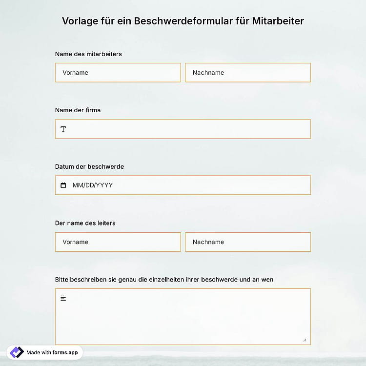 Vorlage für Mitarbeiterbeschwerdeformular