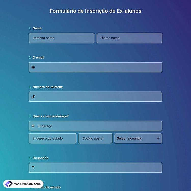 Modelo de Formulário de Inscrição de Ex-alunos
