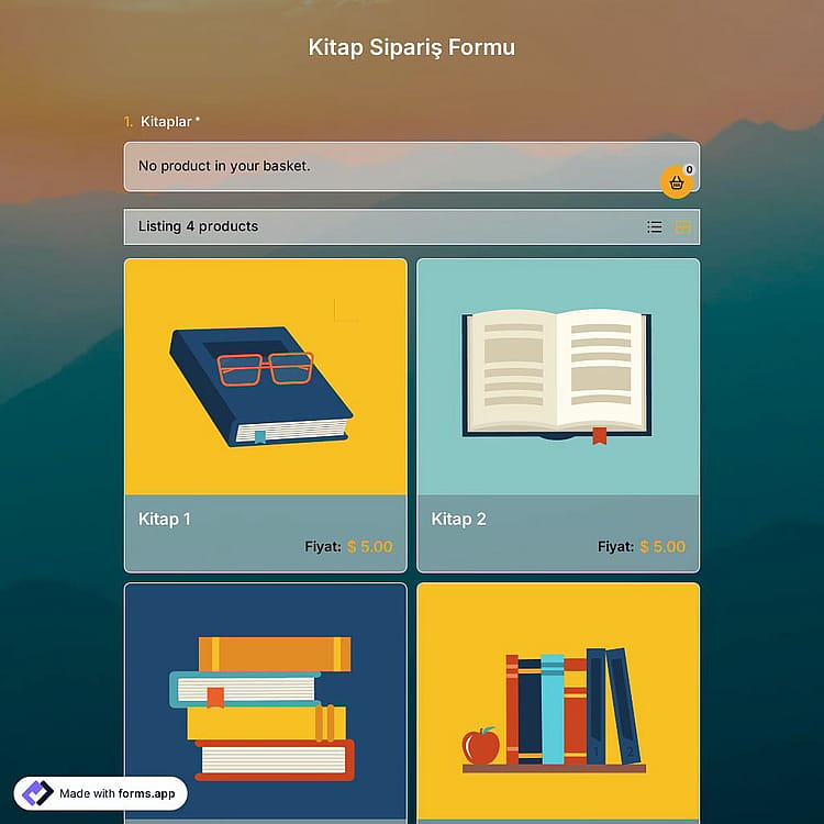 Kitap Sipariş Formu Şablonu