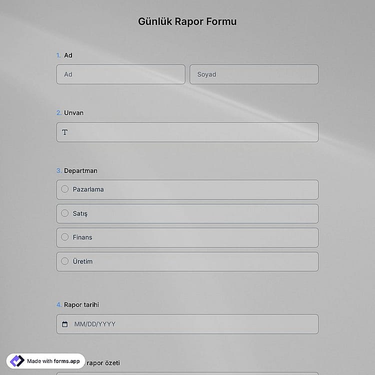 Günlük Rapor Formu Şablonu
