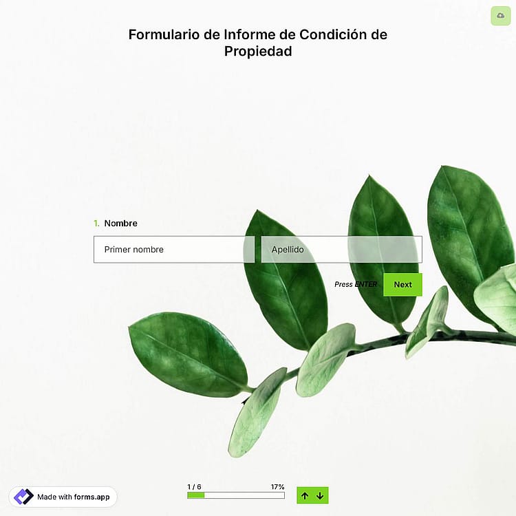 Plantilla de Formulario de Informe de Condición de Propiedad