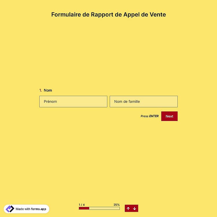 Modèle de Formulaire de Rapport de Appel de Vente