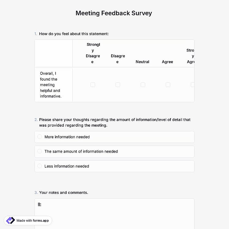 Meeting Feedback Survey Template