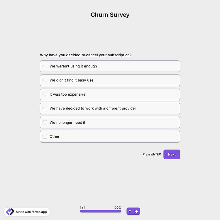 Churn Survey Template