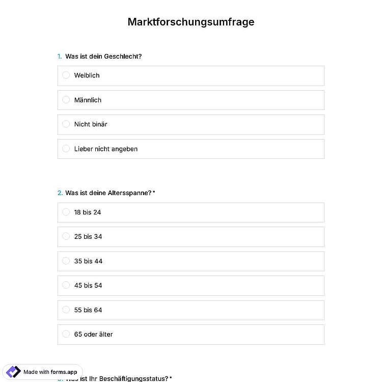 Vorlage für Marktforschungsumfragen