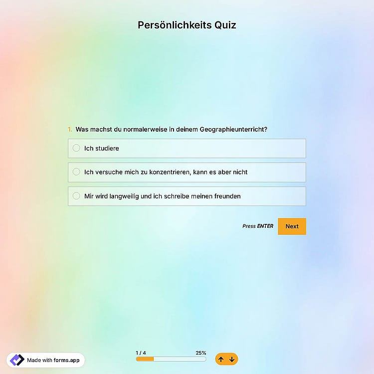 Vorlage für Persönlichkeitsquiz