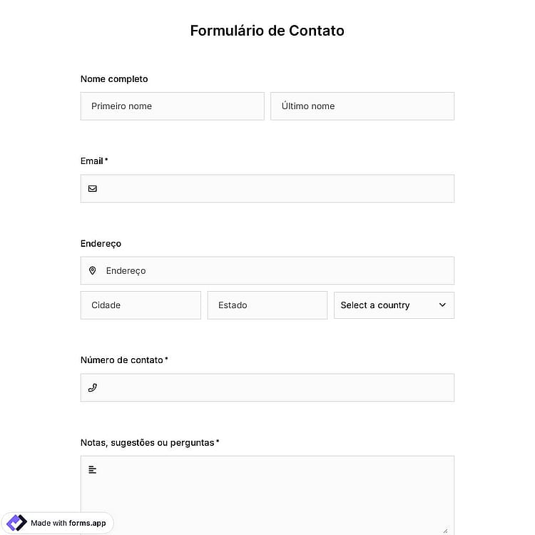 Modelo de Formulário de Contato