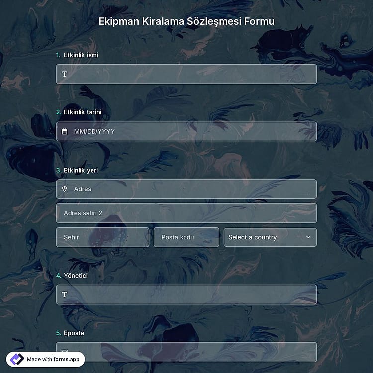 Ekipman Kiralama Sözleşmesi Formu Şablonu