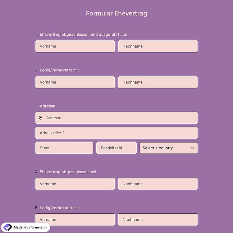 Formular Ehevertrag