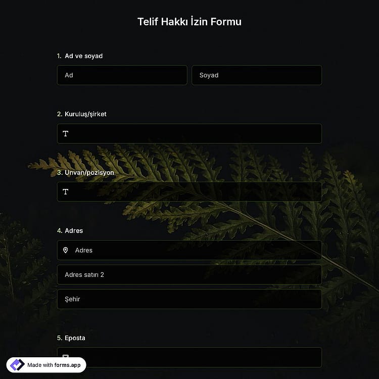 Telif Hakkı İzin Formu Şablonu