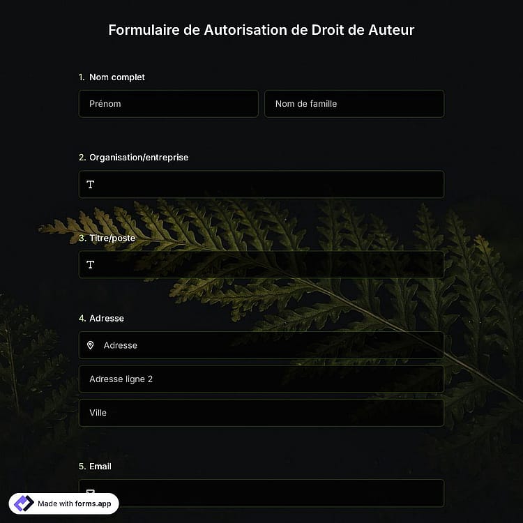Formulaire de Autorisation de Droit de Auteur