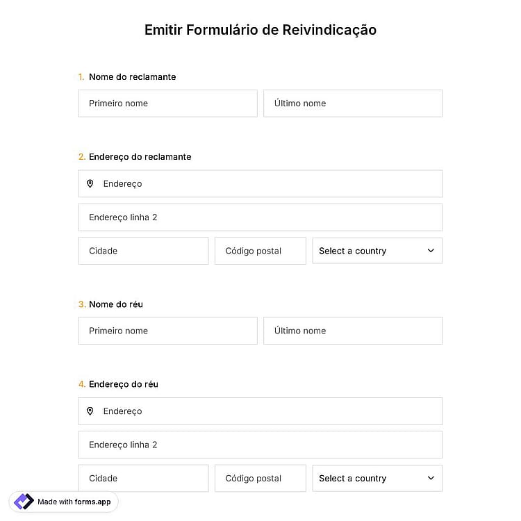 Emitir Formulário de Reivindicação