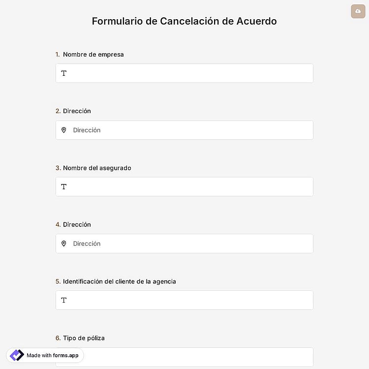 Plantilla de Formulario de Cancelación de Acuerdo
