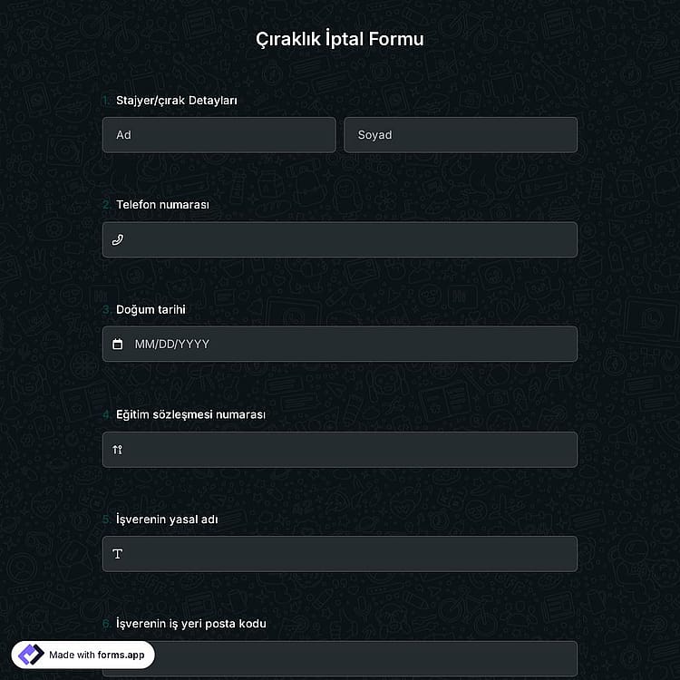 Çıraklık İptal Formu Şablonu