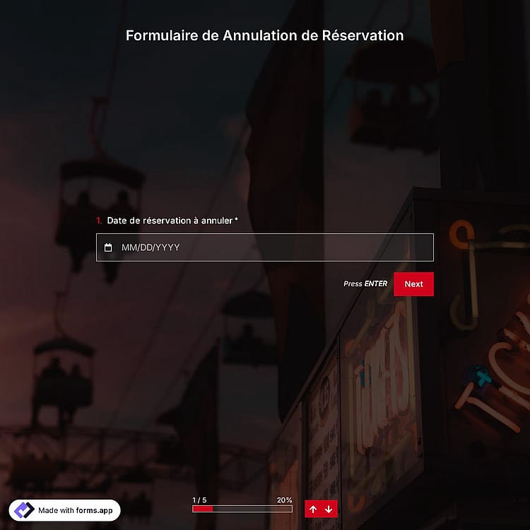 Formulaire de Annulation de Réservation