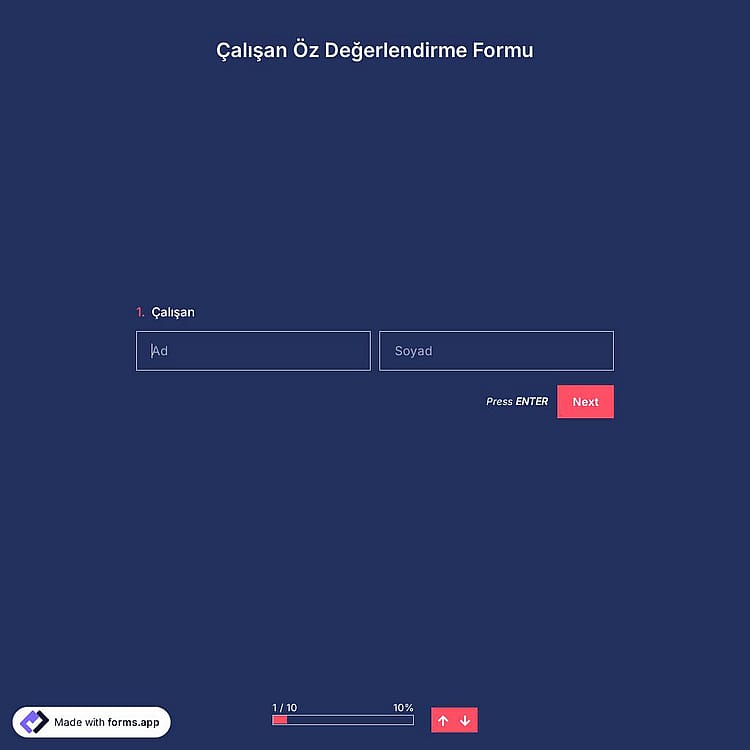 Çalışan Öz Değerlendirme Formu Şablonu
