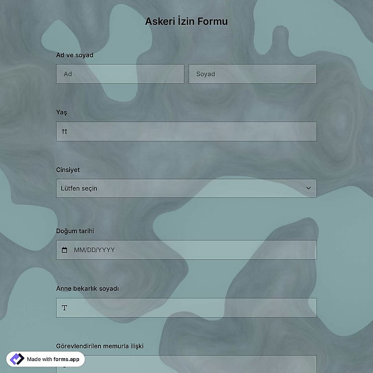 Askeri İzin Formu Şablonu